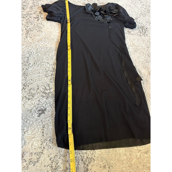 Vivienne Tam Vintage Floral Applique Black Stretch Mesh Dress Sz. P/XS - Picture 9 of 10